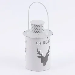 Laterne Oh Dear Hirsch Metall weiß grau 8,5x10cm