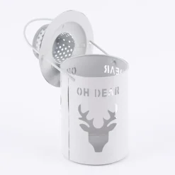 Laterne Oh Dear Hirsch Metall weiß grau 8,5x10cm