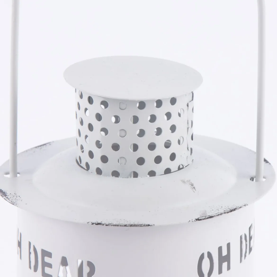 Laterne Oh Dear Hirsch Metall weiß grau 8,5x10cm