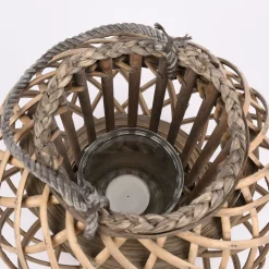 Laterne Weidengeflecht mit Kerzenhalter grau natur 34x25cm