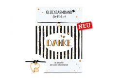 La Vida Glücksarmband Herzen goldfarbig DANKE schwarz weiß gestreift