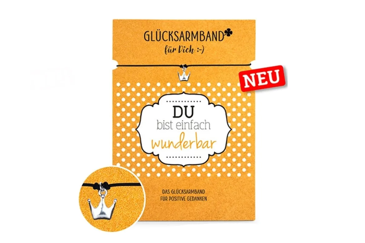 La Vida Glücksarmband Krone silberfarbig DU bist einfach wunderbar Pünktchen goldfarbig weiß