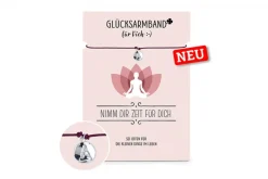 La Vida Glücksarmband Yogapose silberfarbig Nimm dir Zeit für dich Yogablume rosa