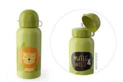 La Vida Kinder Trinkflasche mit Sportverschluss Mutig & Wild Löwe grün 400ml