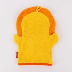La Vida Kinder Waschhandschuh Löwe aus Baumwolle gelb orange 25x20cm