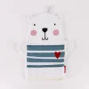 La Vida Kinder Waschhandschuh Bär aus Baumwolle weiß blau 24x20cm
