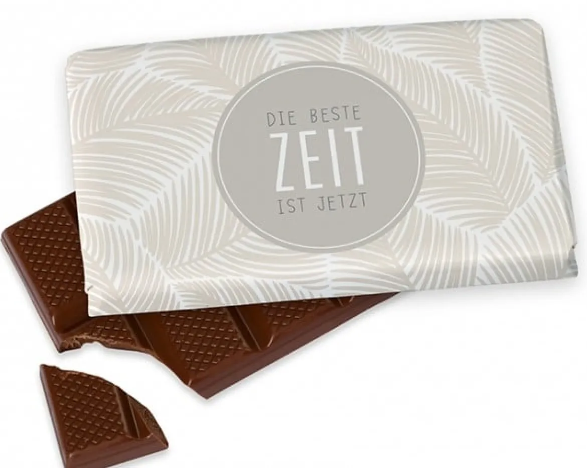 La Vida kleine Schokolade Die beste Zeit ist jetzt Federn beige 40g