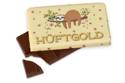 La Vida kleine Schokolade Geschenk HÜFTGOLD Faultier gelb bunt 40g