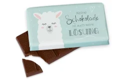 La Vida kleine Schokolade Keine Schokolade ist auch keine LÖSUNG Lama hellblau 40g