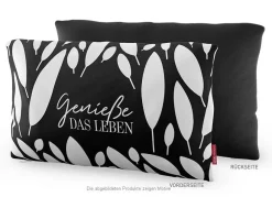 La Vida Kuschelkissen Genieße das Leben Blätter schwarz weiß 25x40cm