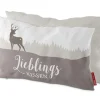 La Vida Kuschelkissen Gipfelgrüße Lieblingskissen Hirsch weiß beige braun 25x40cm