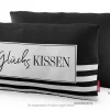 La Vida Kuschelkissen Glückskissen Streifen schwarz weiß 25x40cm