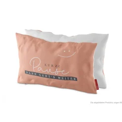 La Vida Kuschelkissen Kurze Pause apricot weiß grau 25x40cm
