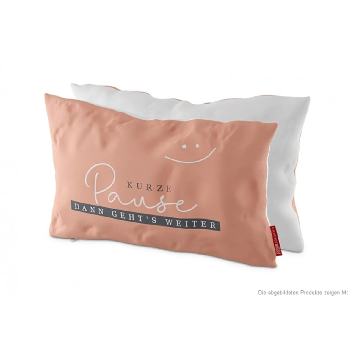 La Vida Kuschelkissen Kurze Pause apricot weiß grau 25x40cm