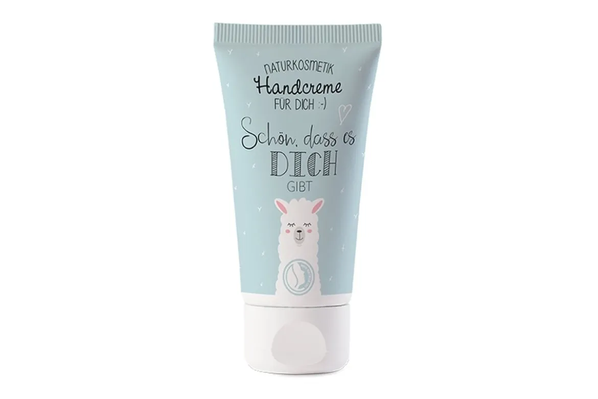 La Vida Naturkosmetik Handcreme Lama Schön, dass es dich gibt hellblau weiß 30ml