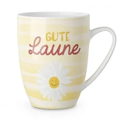 La Vida Porzellan Tasse Blume Gute Laune gelb 250ml