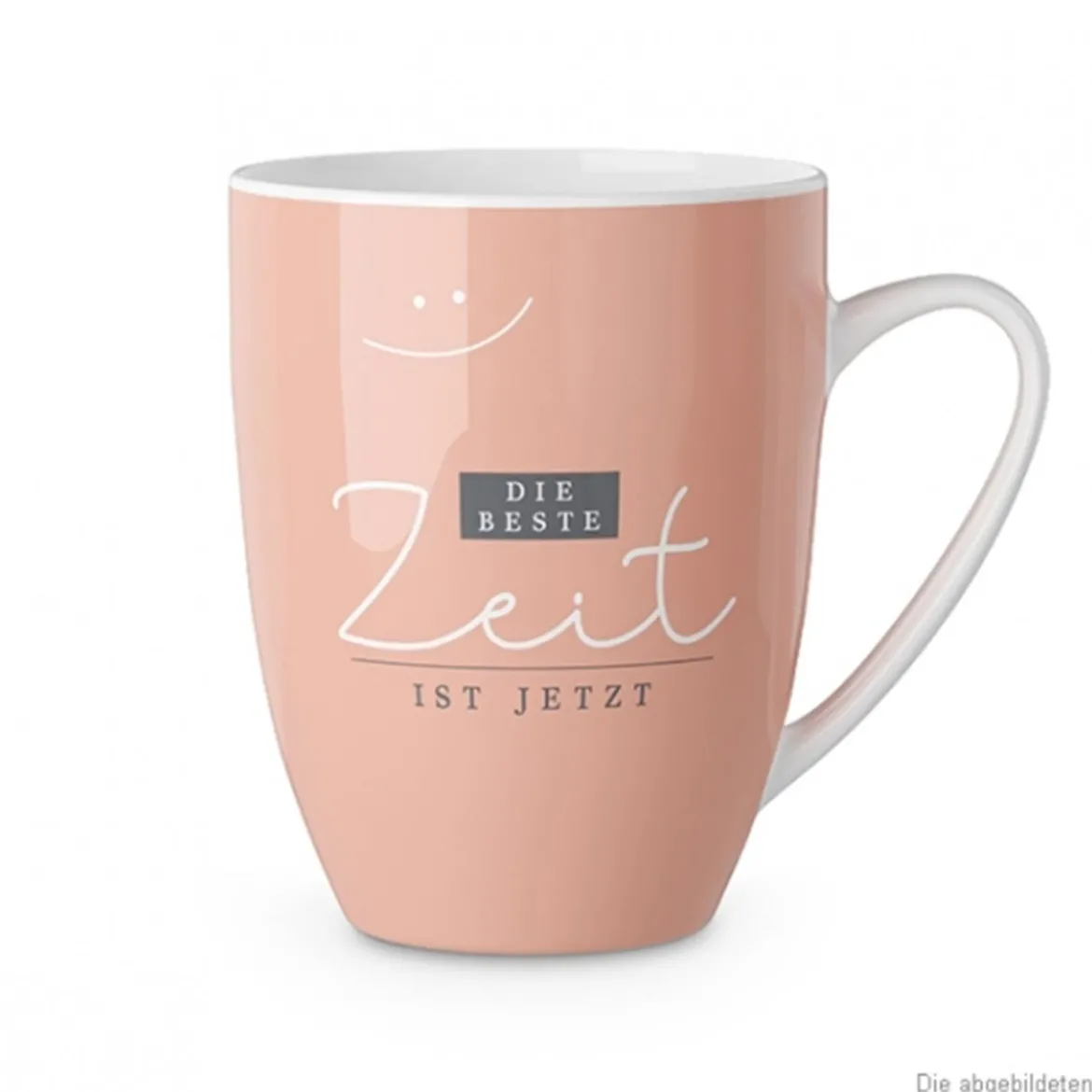 La Vida Porzellan Tasse Die beste Zeit Smiley apricot weiß schwarz 250ml