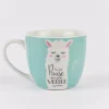 La Vida Porzellan Tasse Kurze Pause Lama hellblau weiß 400ml