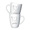 La Vida Porzellan Tasse Mit Liebe gekocht Herz Besteck weiß schwarz 8x10cm