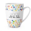 La Vida Porzellan Tasse Punkte Hoch sollst du leben weiß bunt 250ml