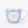 La Vida Porzellan Tasse Schön, dass es dich gibt Pusteblumen blau weiß 400ml