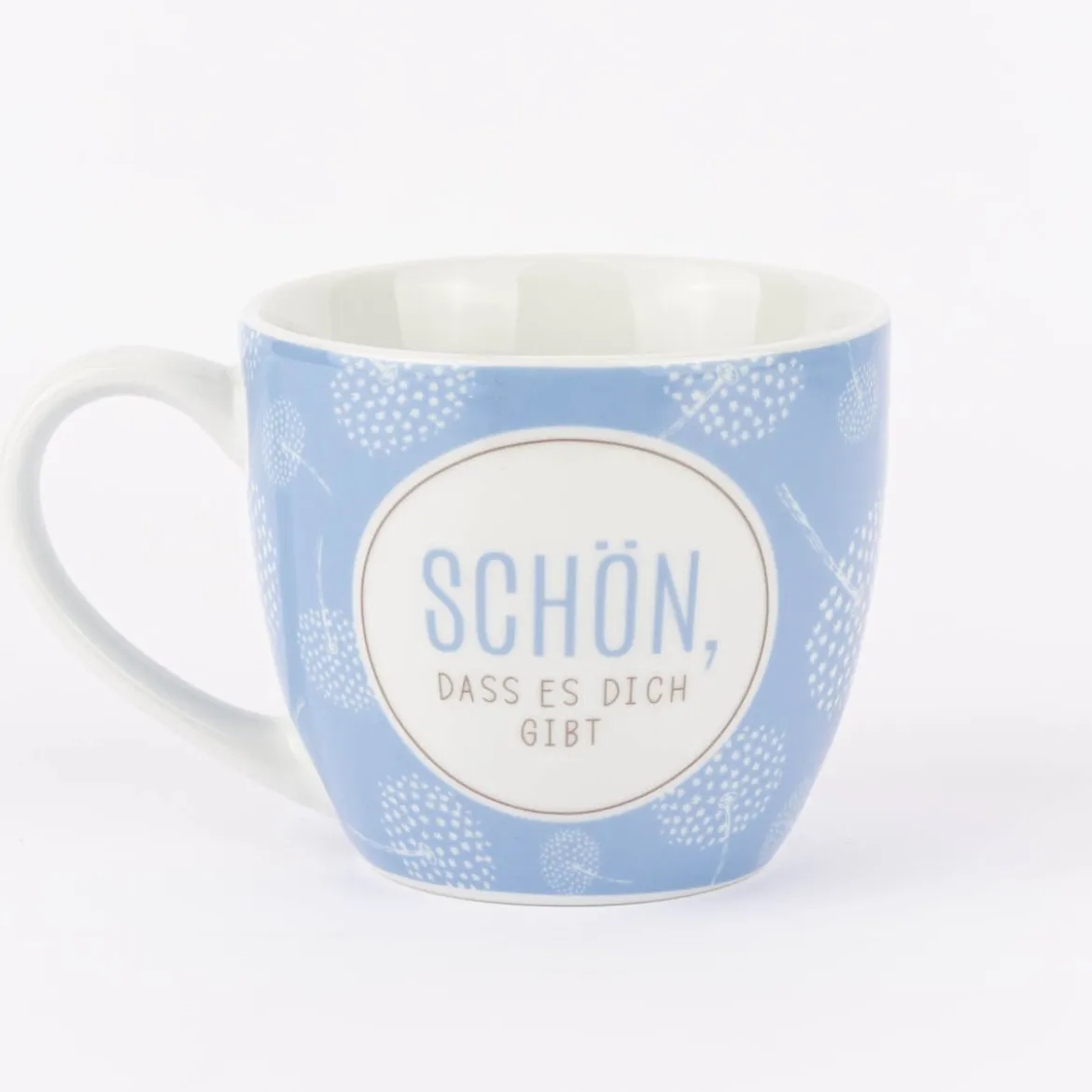 La Vida Porzellan Tasse Schön, dass es dich gibt Pusteblumen blau weiß 400ml