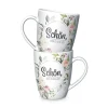 La Vida Porzellan Tasse Schön, dass es dich gibt Blumenkranz weiß pastell 8x10cm