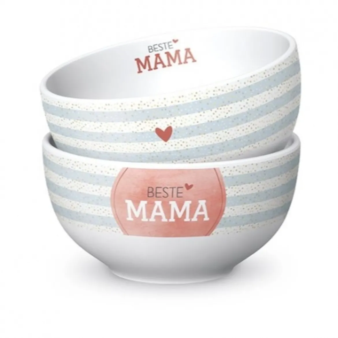 La Vida Schälchen Streifen Beste Mama Porzellan weiß hellblau rosa 13x7cm