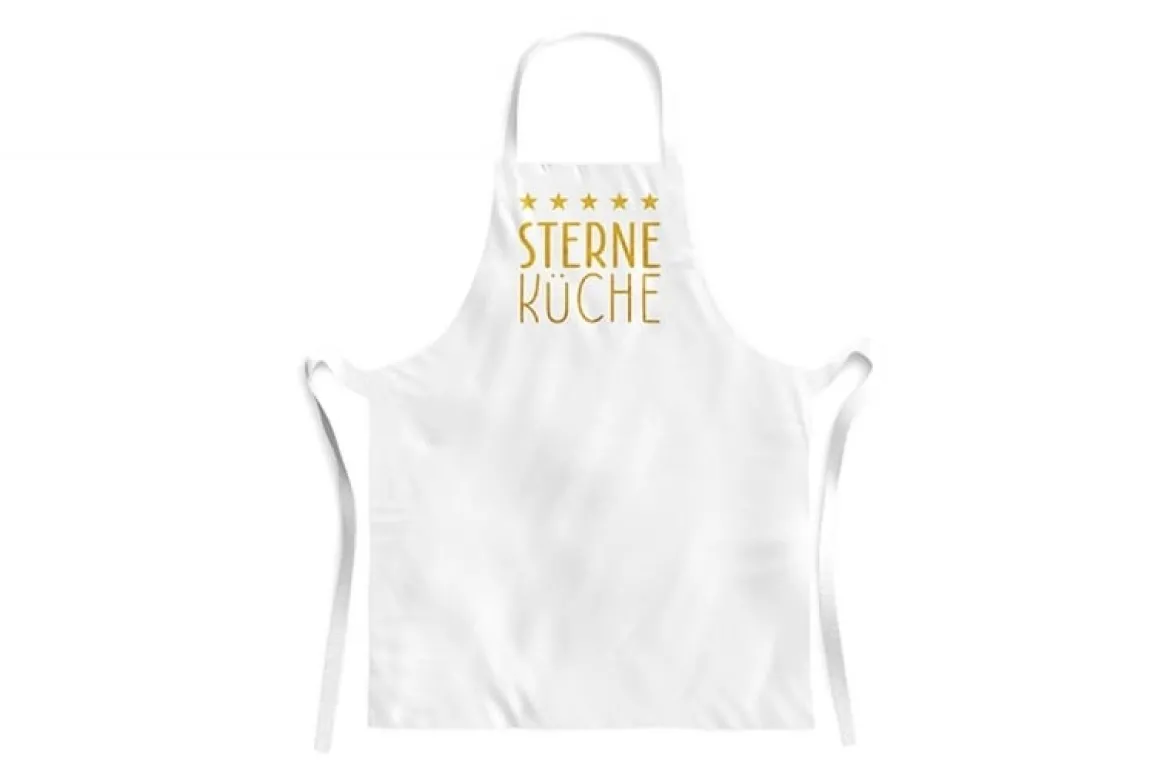 La Vida Schürze Sterneküche Sterne weiß gold 73x56cm