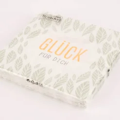 La Vida Serviette Glück für dich Blätter weiß grün 33x33cm 3lagig 20 Stück