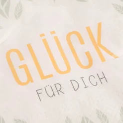 La Vida Serviette Glück für dich Blätter weiß grün 33x33cm 3lagig 20 Stück