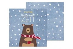 La Vida Serviette Schöne Weihnachtszeit Bär blau weiß braun 33x33cm 3lagig 20 Stück
