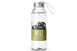 La Vida Trinkflasche mit Schraubverschluss Weltentdecker Jeep Gebirge schwarz grün 400ml