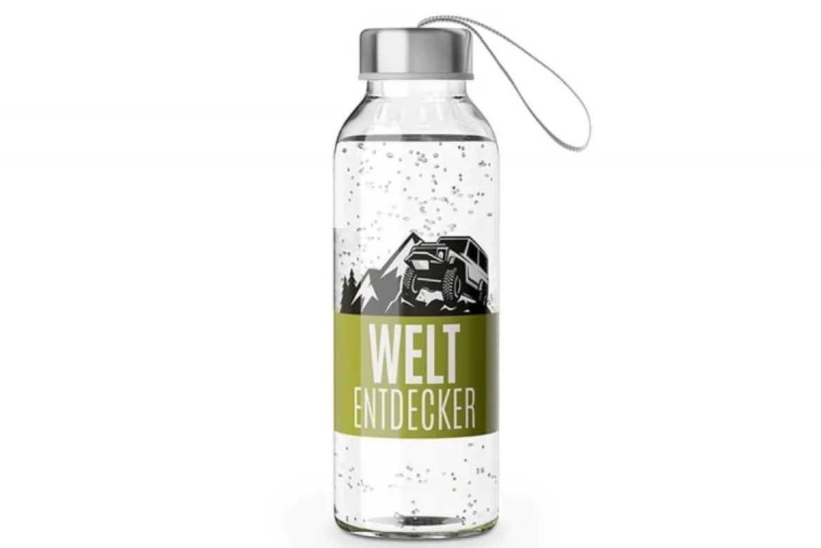 La Vida Trinkflasche mit Schraubverschluss Weltentdecker Jeep Gebirge schwarz grün 400ml