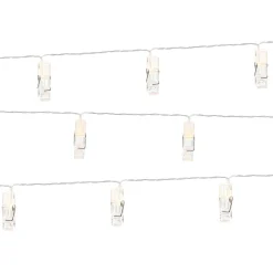 LED Lichterkette mit 10 Clip-Leuchten für Fotos klar farblos warmweiß für Innen- und Außenbereich 140cm