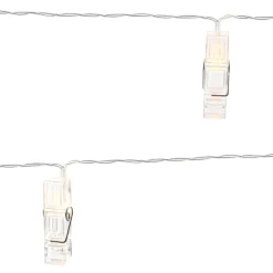 LED Lichterkette mit 10 Clip-Leuchten für Fotos klar farblos warmweiß für Innen- und Außenbereich 140cm