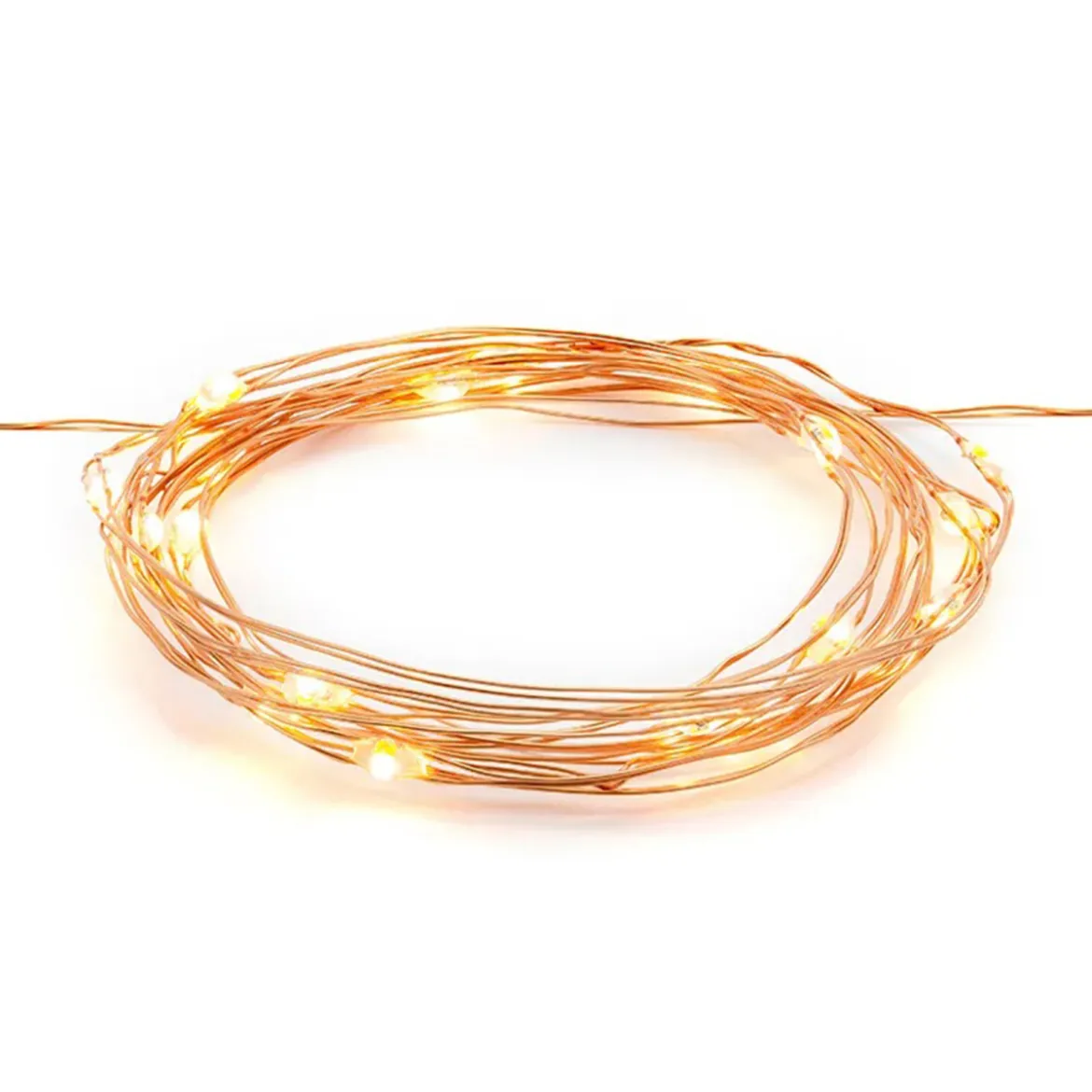 LED Lichterkette mit 20 Mikro LEDs Draht kupferfarbig warmweiß 190cm