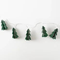 LED Lichterkette Tannenbäume grün aus Papier