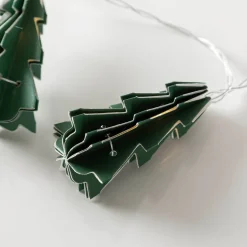LED Lichterkette Tannenbäume grün aus Papier
