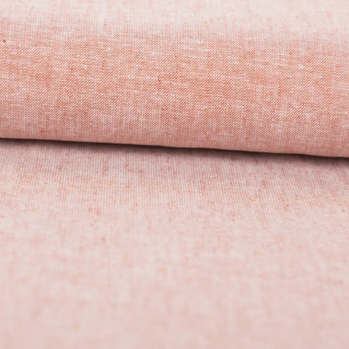 Leinen-Baumwollstoff Chambray uni meliert ziegelrot 1,38m Breite