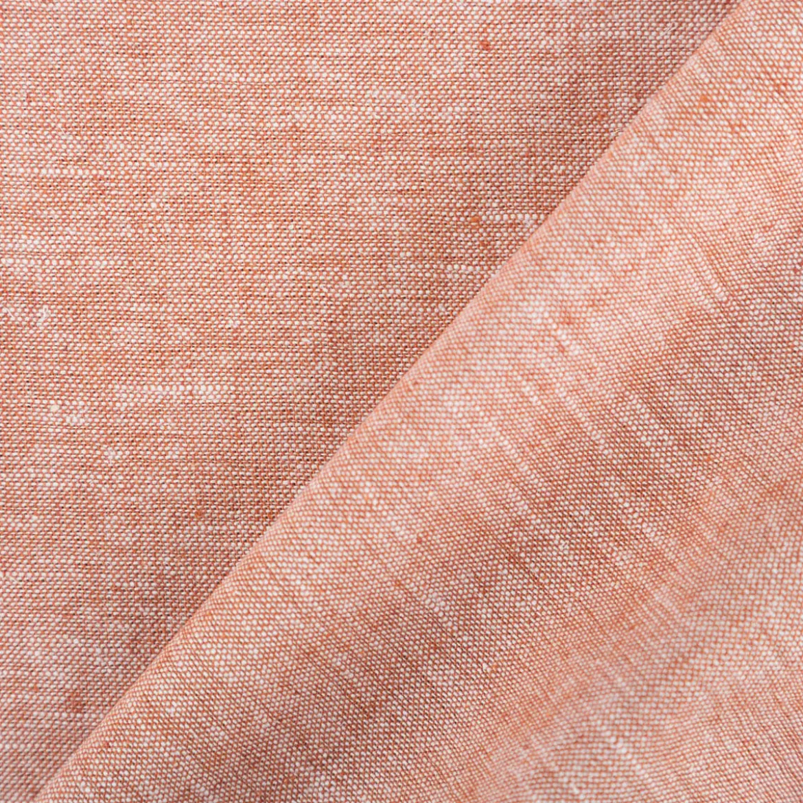 Leinen-Baumwollstoff Chambray uni meliert ziegelrot 1,38m Breite
