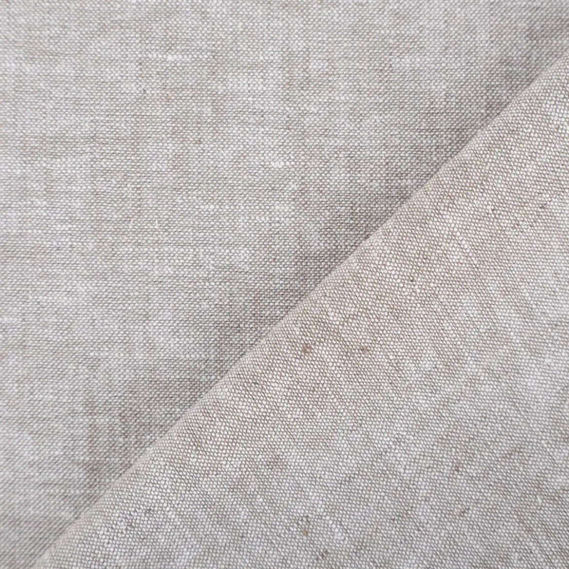 Leinen-Baumwollstoff Chambray uni meliert khaki-grün 1,38m Breite