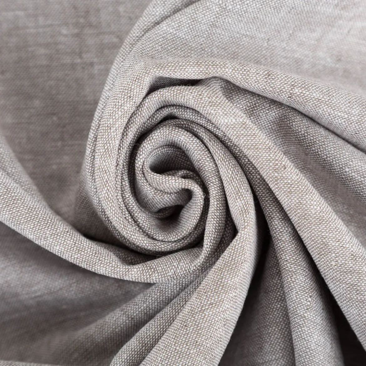 Leinen-Baumwollstoff Chambray uni meliert khaki-grün 1,38m Breite