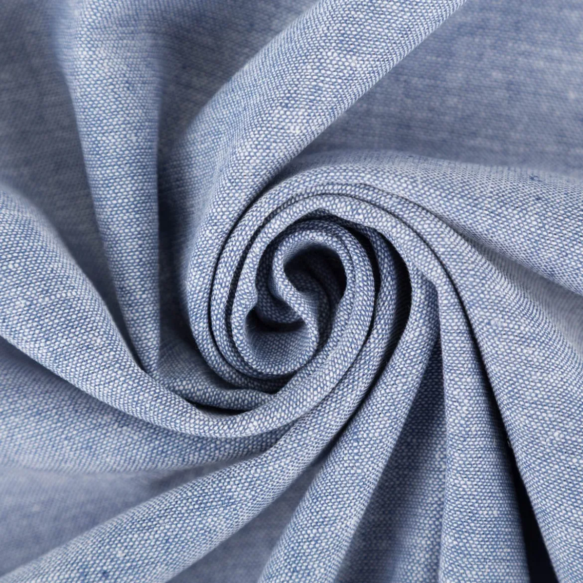 Leinen-Baumwollstoff Chambray uni meliert blau 1,38m Breite