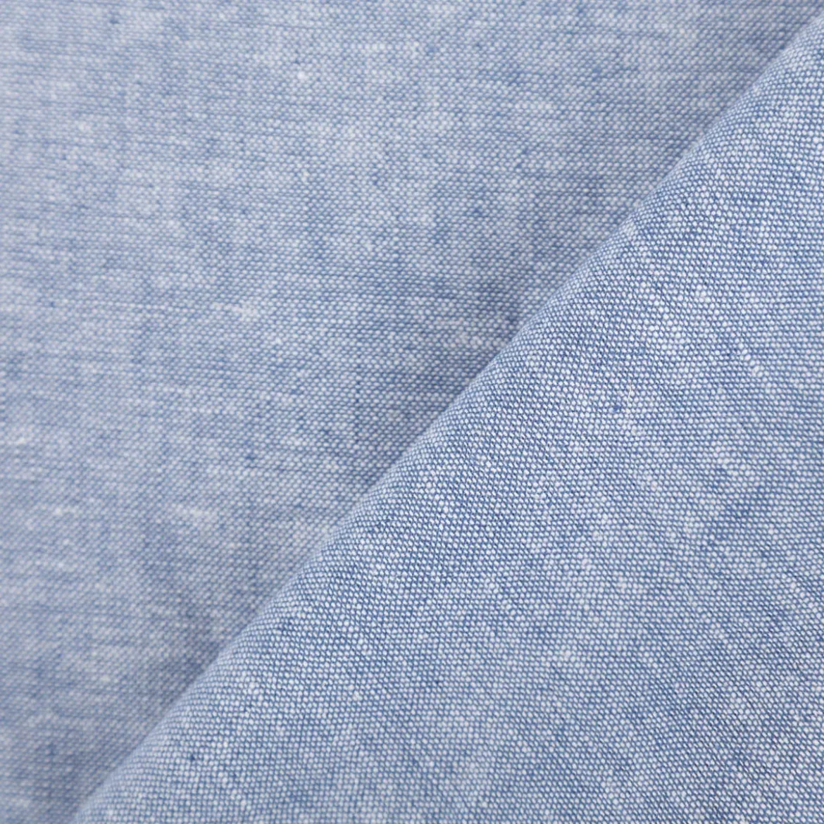 Leinen-Baumwollstoff Chambray uni meliert blau 1,38m Breite