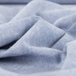 Leinen-Baumwollstoff Chambray uni meliert blau 1,38m Breite
