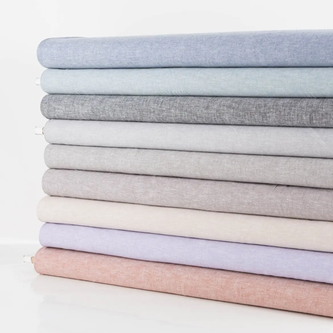 Leinen-Baumwollstoff Chambray uni meliert braun 1,38m Breite