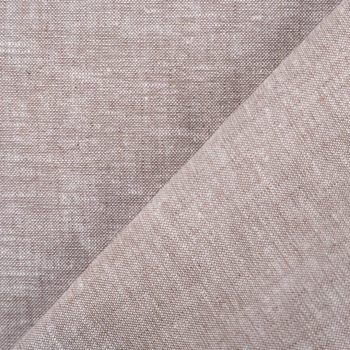 Leinen-Baumwollstoff Chambray uni meliert braun 1,38m Breite