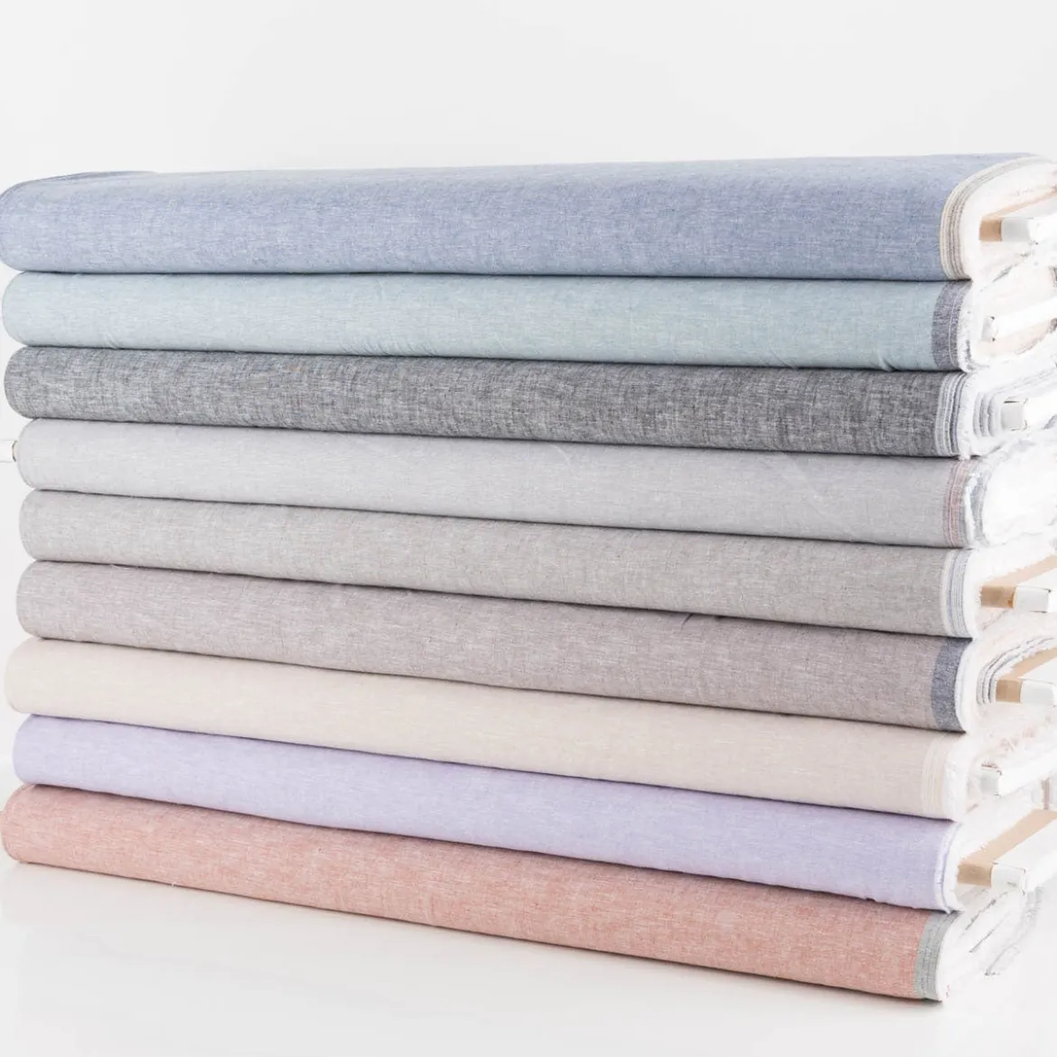 Leinen-Baumwollstoff Chambray uni meliert flieder 1,38m Breite