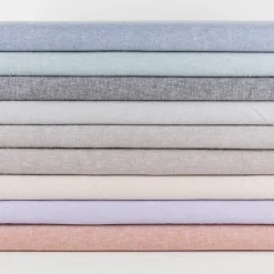 Leinen-Baumwollstoff Chambray uni meliert hellgrau 1,38m Breite